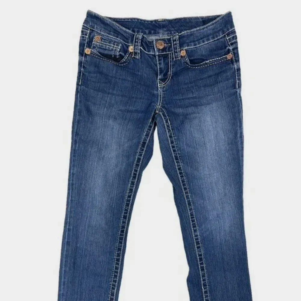 SEVEN 7 Jeans Bling Blingy Straight Leg Frayed Back Pockets Womens 14